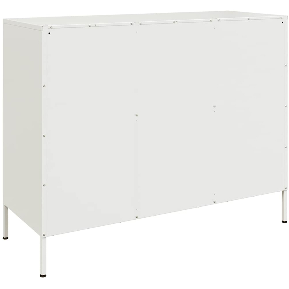 vidaXL 3 Door 3 Shelf White Steel Sideboard Image 8