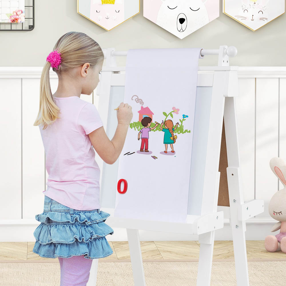 Costway 3-in-1 Kids White Double Sided Foldable Art Easel Image 4