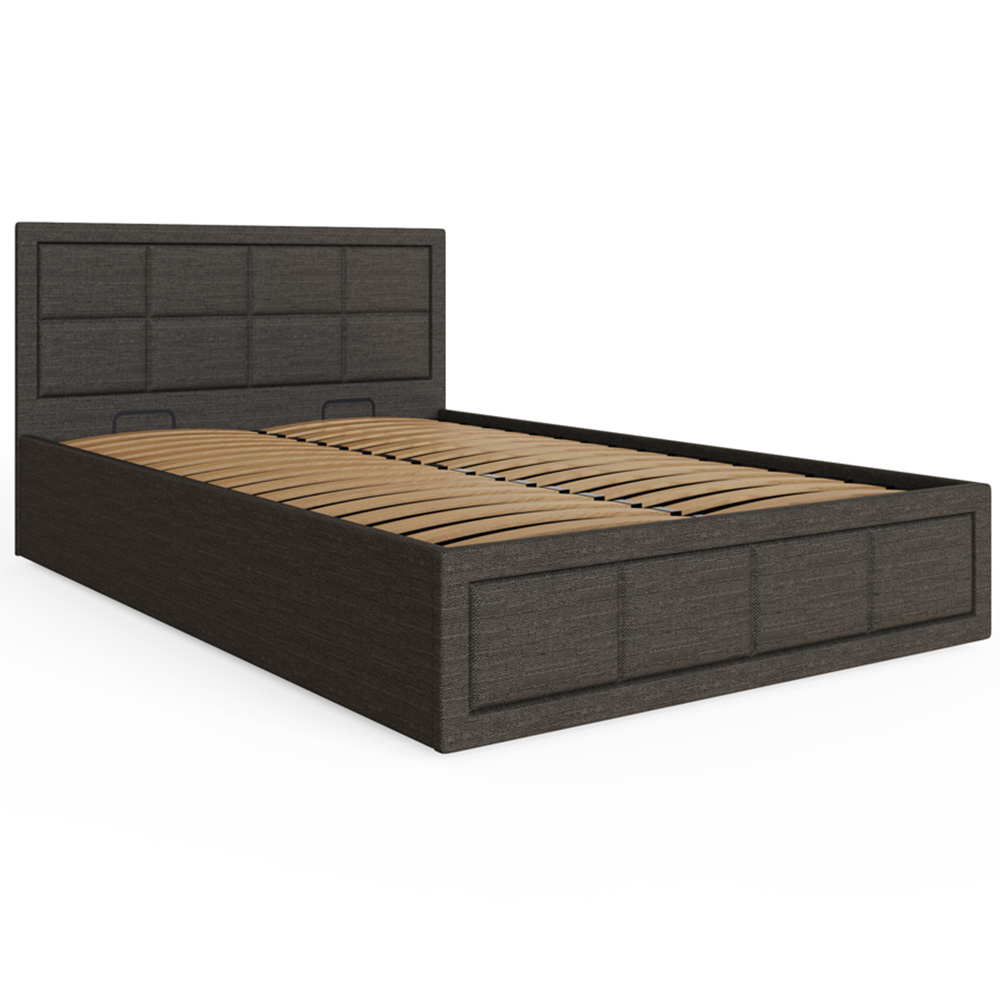 GFW Jamie Small Double Grey Hopsack Fabric End-Lift Ottoman Bed with Headboard Image 4