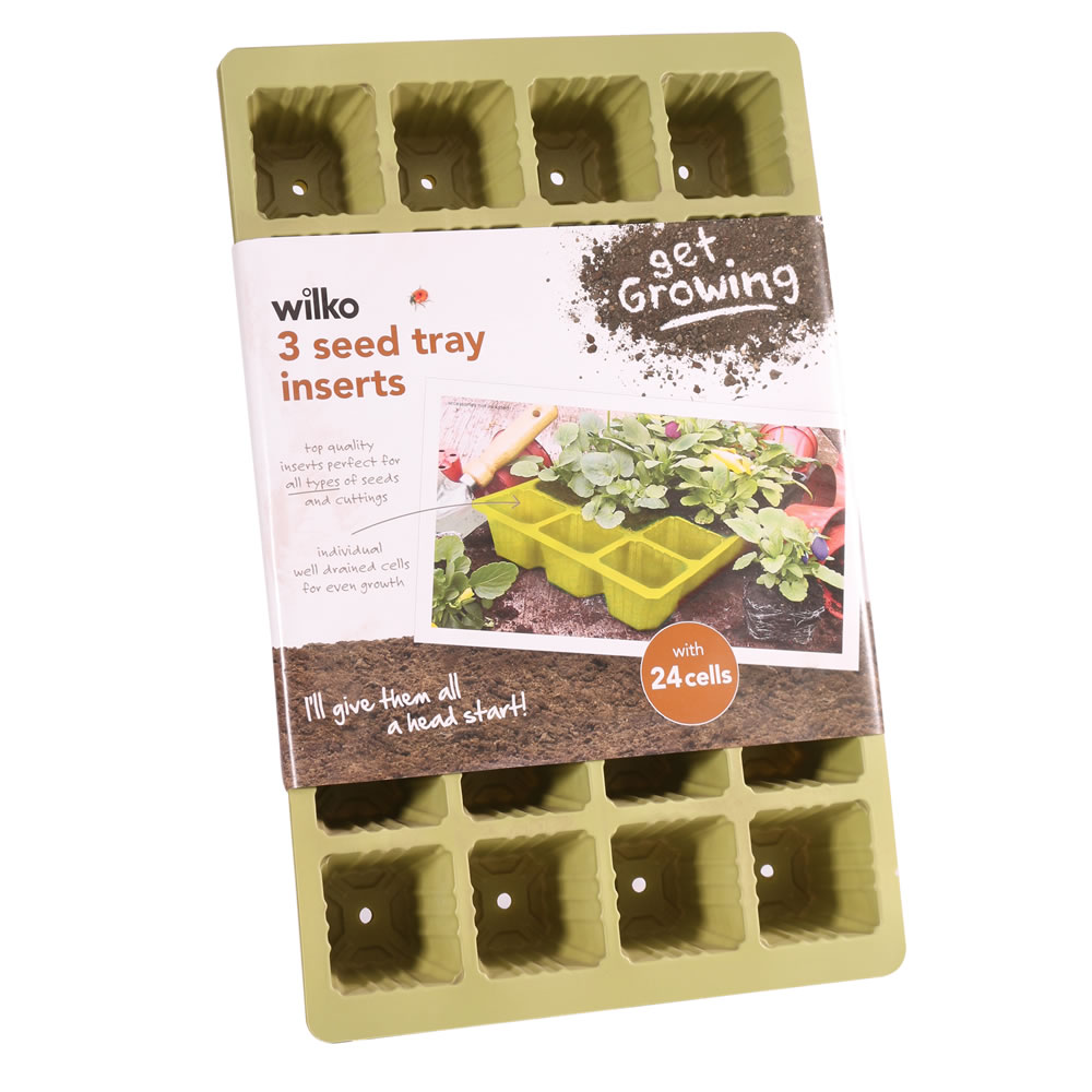 Wilko Seed Tray Insert Olive 24cm 3pk Image 1