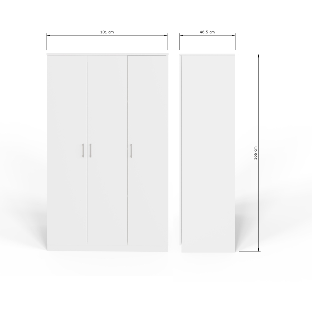 GFW Bailey 3 Door White Wardrobe Image 9