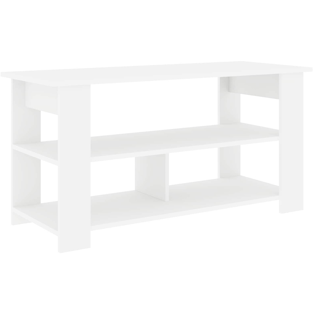 vidaXL 3 Shelf White TV Stand Image 2