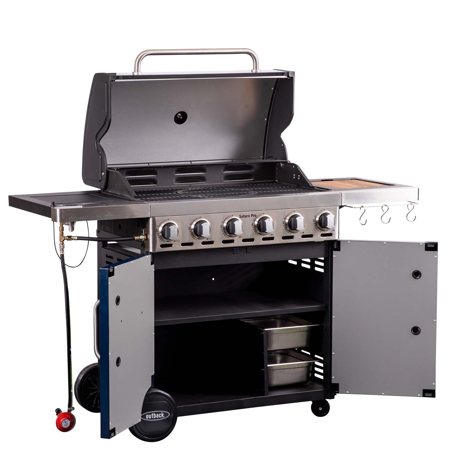 Outback Saturn Pro Blue and Silver 6 Burner Gas BBQ Image 14