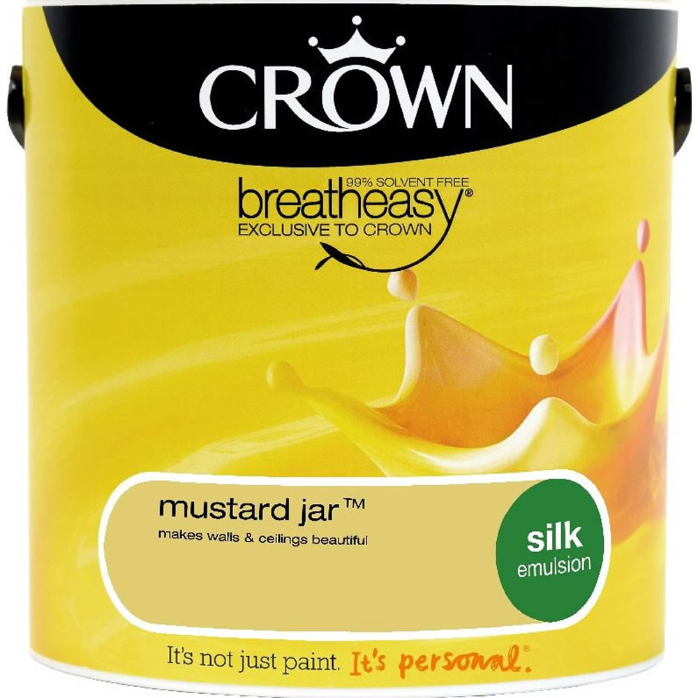 Crown Mustard Jar Silk Matt Emulsion Paint 2.5L Wilko