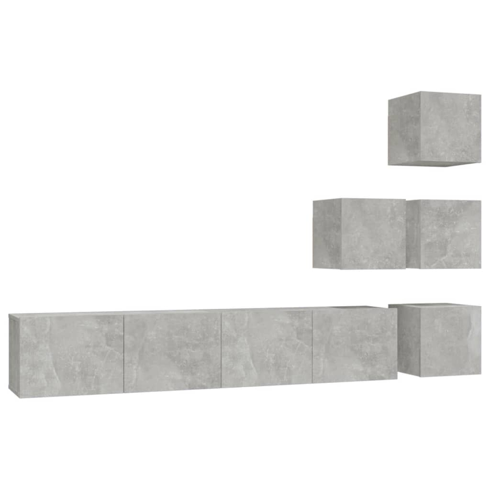 vidaXL 8 Door Concrete Grey Wall Mounted TV Cabinet Image 2