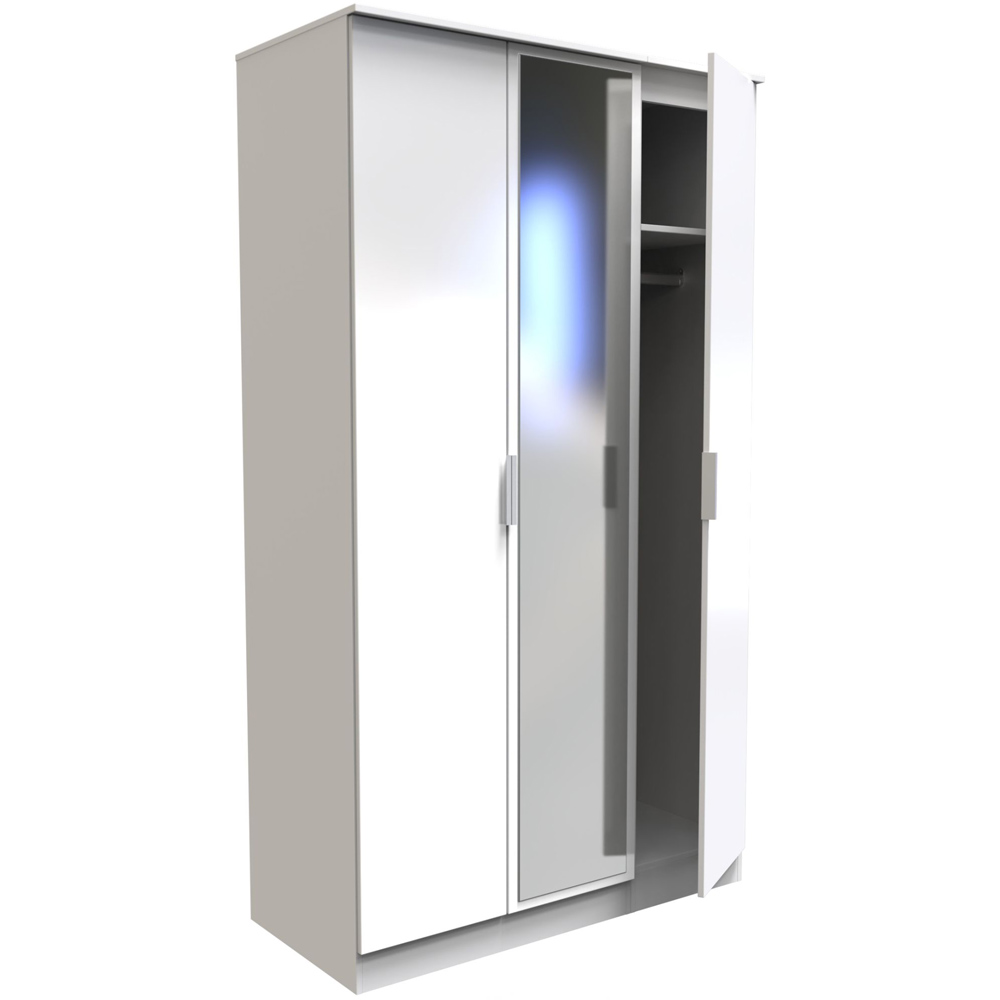 Crowndale Plymouth 3 Door White Tall Mirrored Wardrobe Ready Assembled Image 6