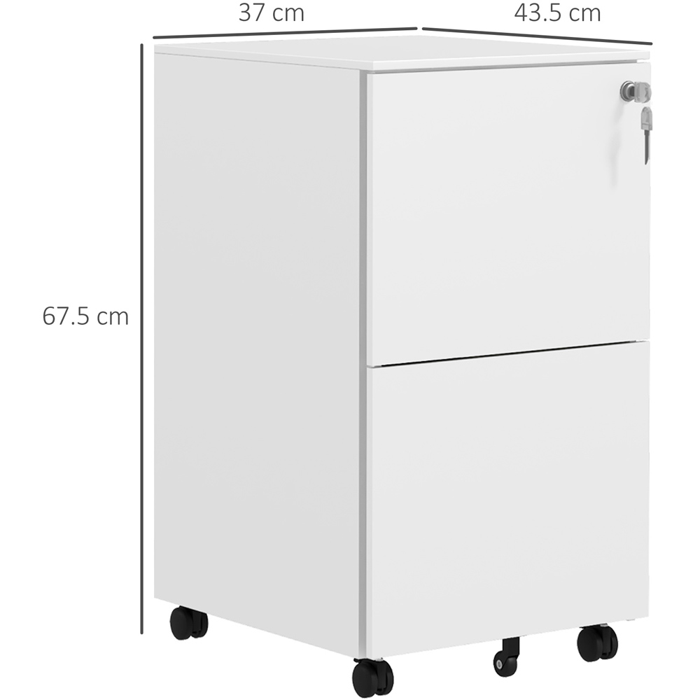 Portland 2 Drawer White Vertical Mobile Filing Cabinet with Lock Image 8
