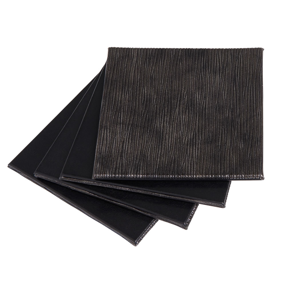 Wilko 4 pack Faux Leather Grey and Black Coasters Image