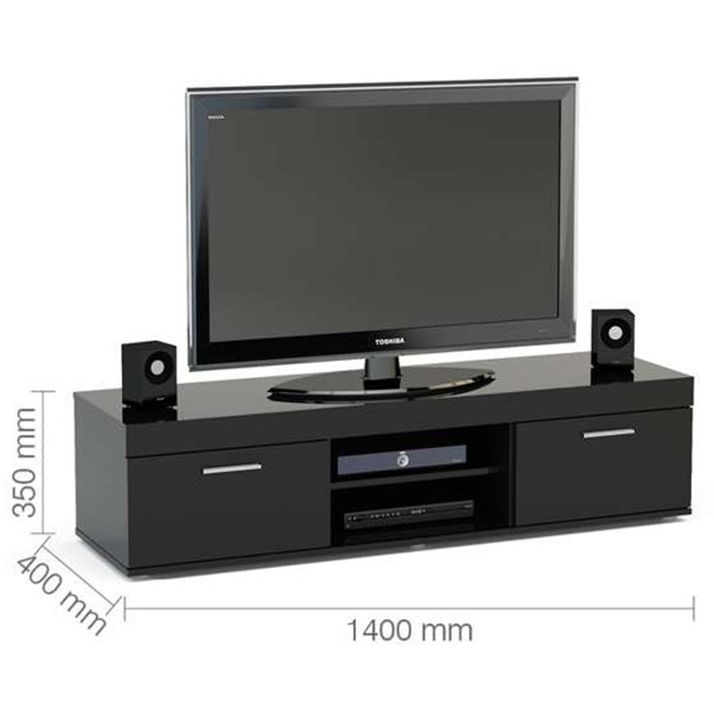 Edgeware 2 Door 2 Shelf Black TV Unit Image 3