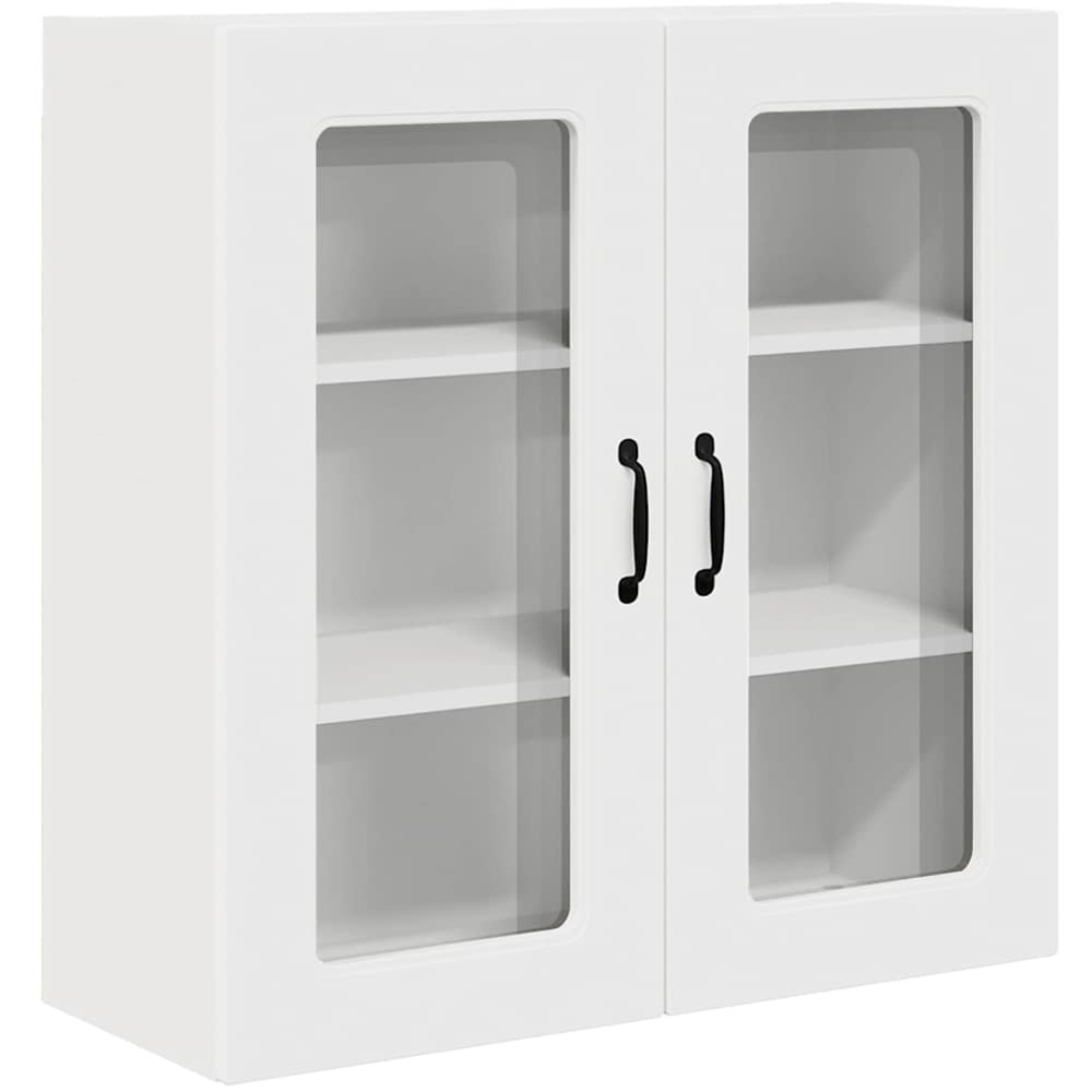 vidaXL 2 Glass Door White Kitchen Wall Cabinet Image 2