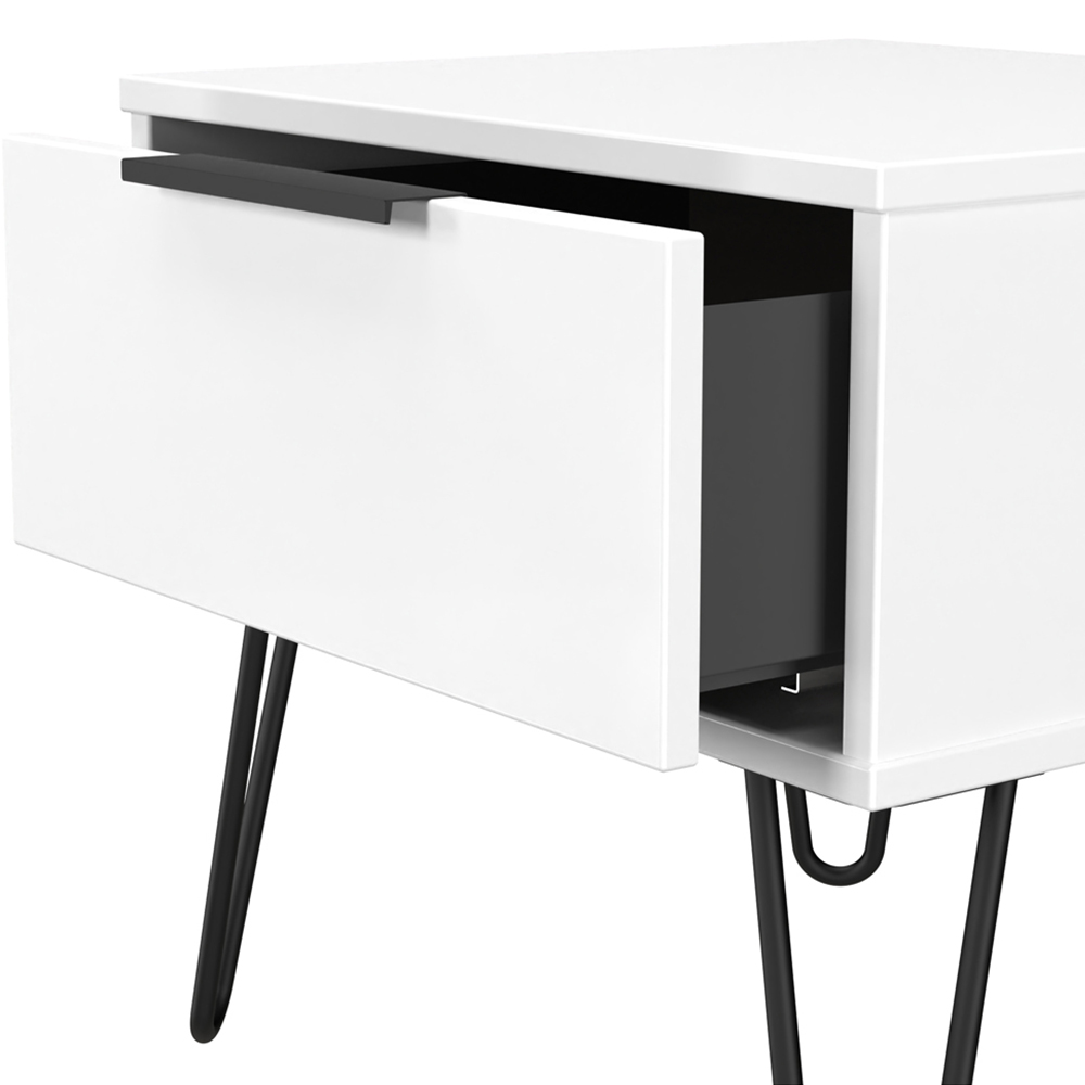 Crowndale Hong Kong Single Drawer Matt White Side Table Ready Assembled Image 4