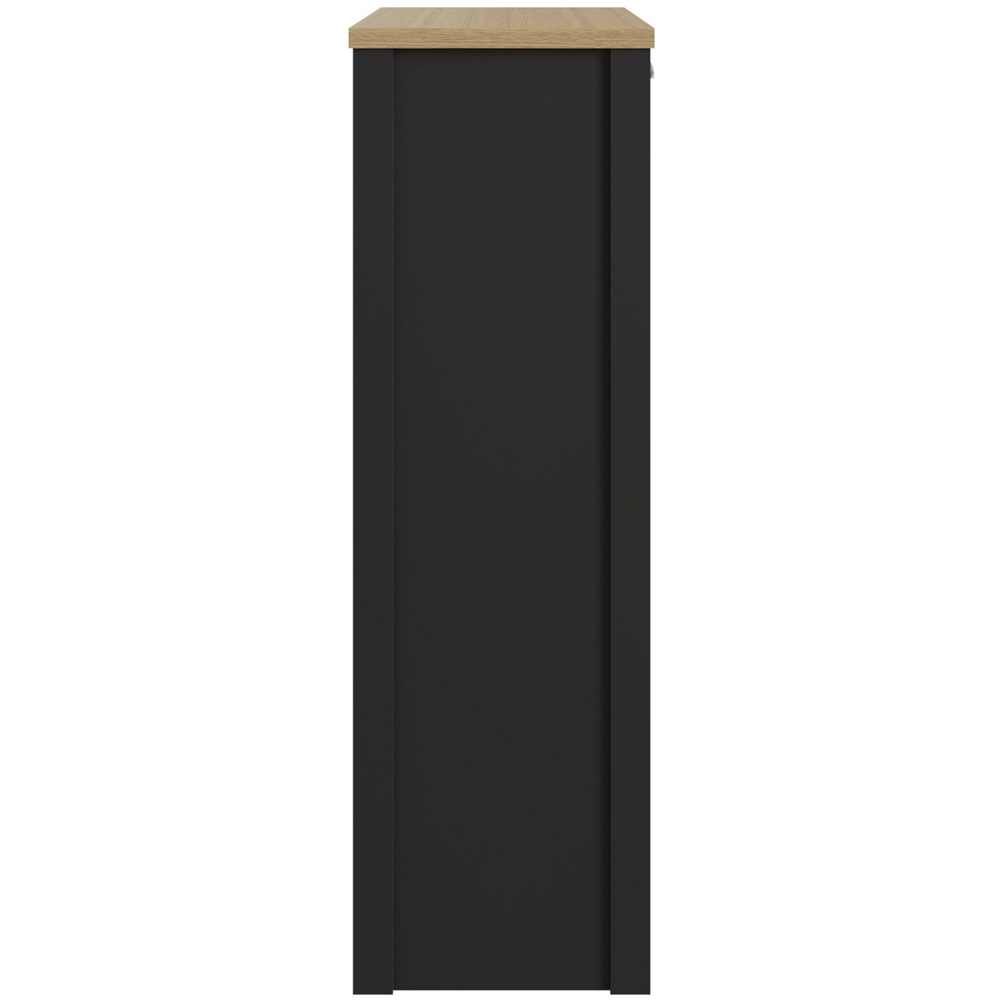 GFW Lancaster 2 Door Black and Oak Tall Shoe Cabinet Image 5