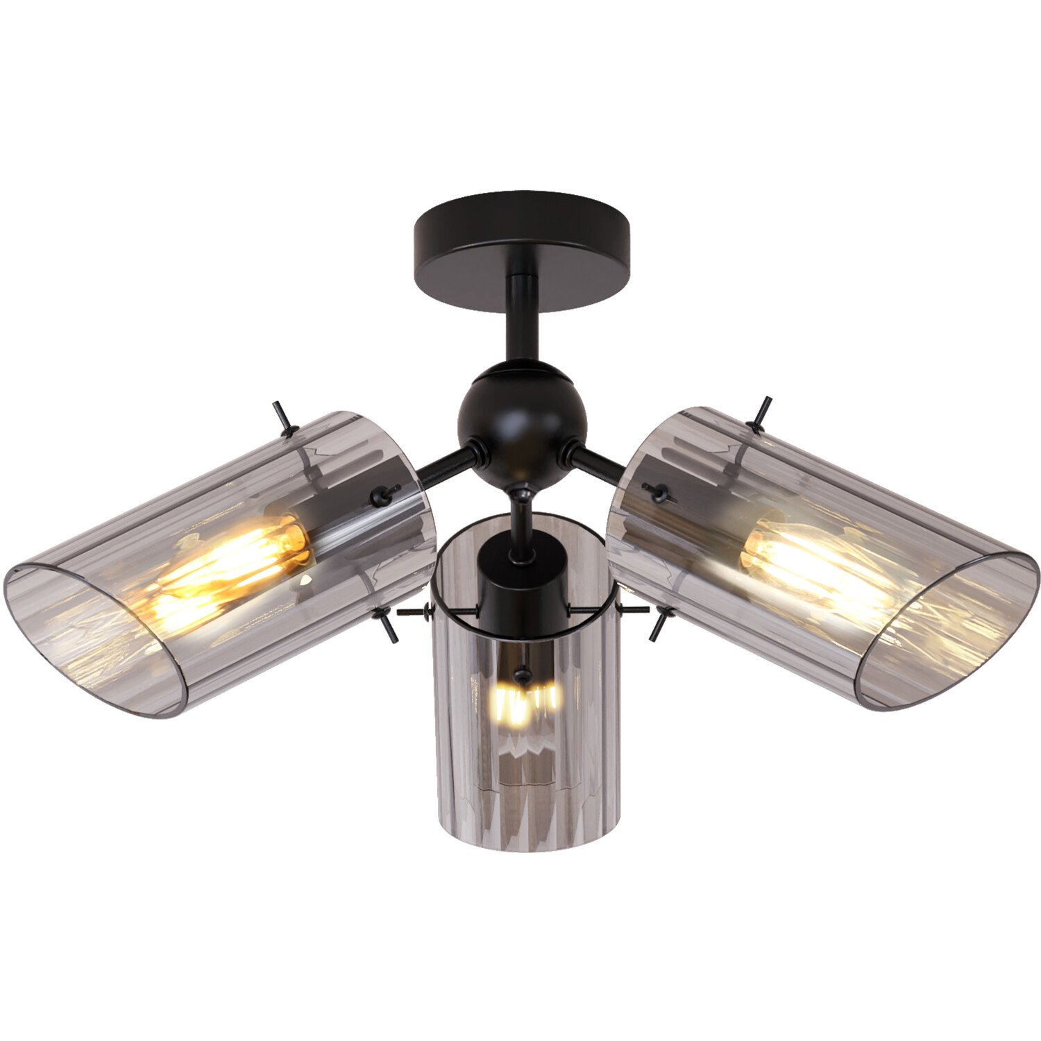 Bodhi 3 Arm Flush Ceiling Fitting Black Image 4