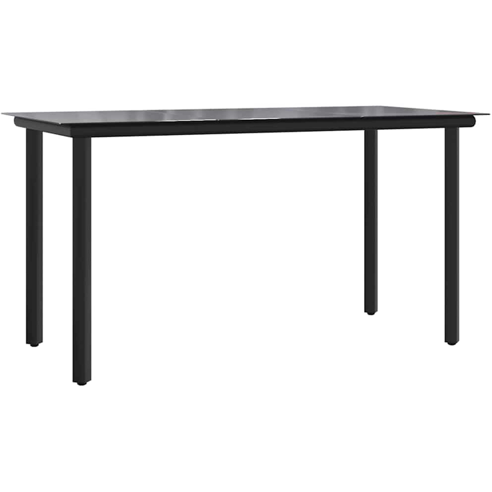 vidaXL 6 Seater Black Powder Coated Steel and Tempered Glass Dining Table Image 2