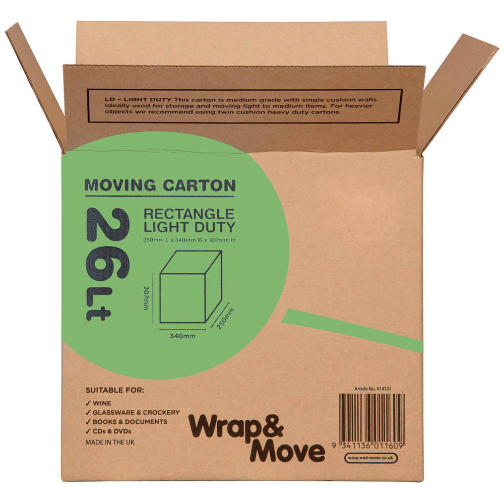 Wrap & Move 26L Rectangular Moving Box 10 Pack Image 4