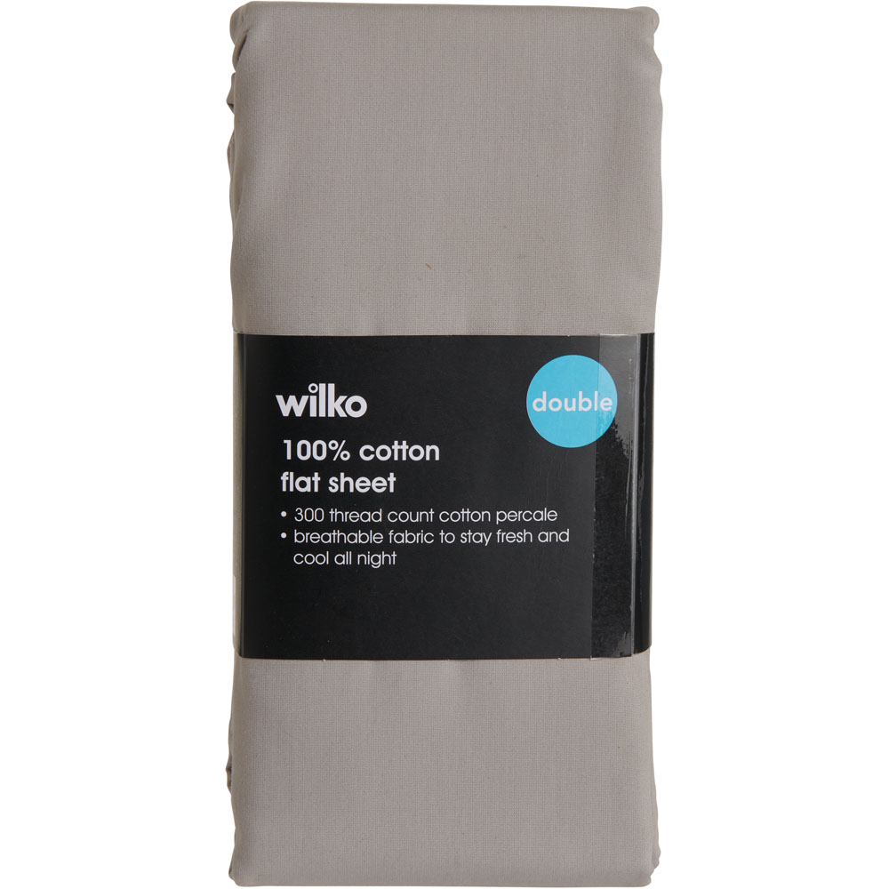 Wilko Best Silver 300 Thread Count Double Percale Flat Sheet Image 2