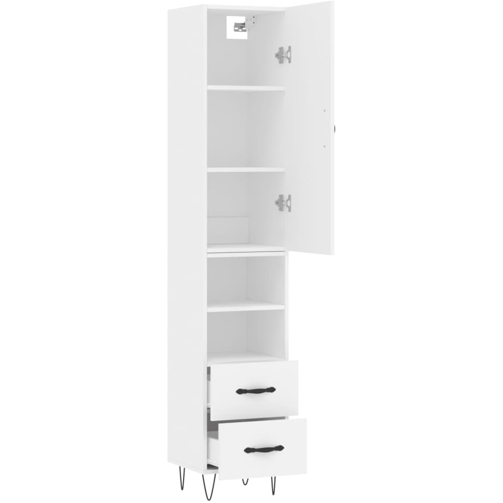 vidaXL Single Door 2 Drawer 2 Shelf White Highboard Image 4