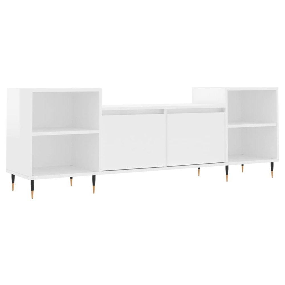 vidaXL 2 Door 4 Shelf High Gloss White TV Cabinet Image 2