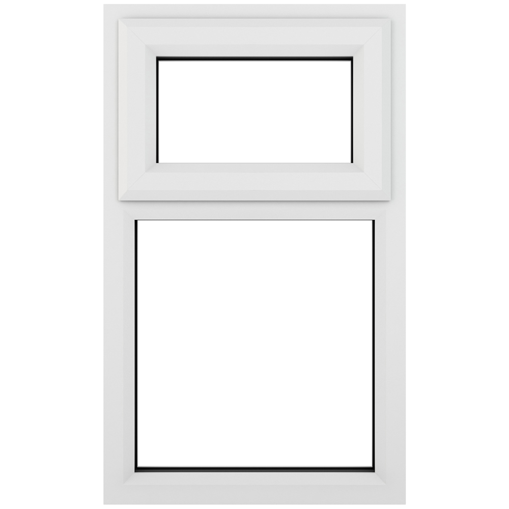 Crystal uPVC Triple Glazed Window Top Hung Over Fixed Light White Clear Glass 610x1115mm Image 1