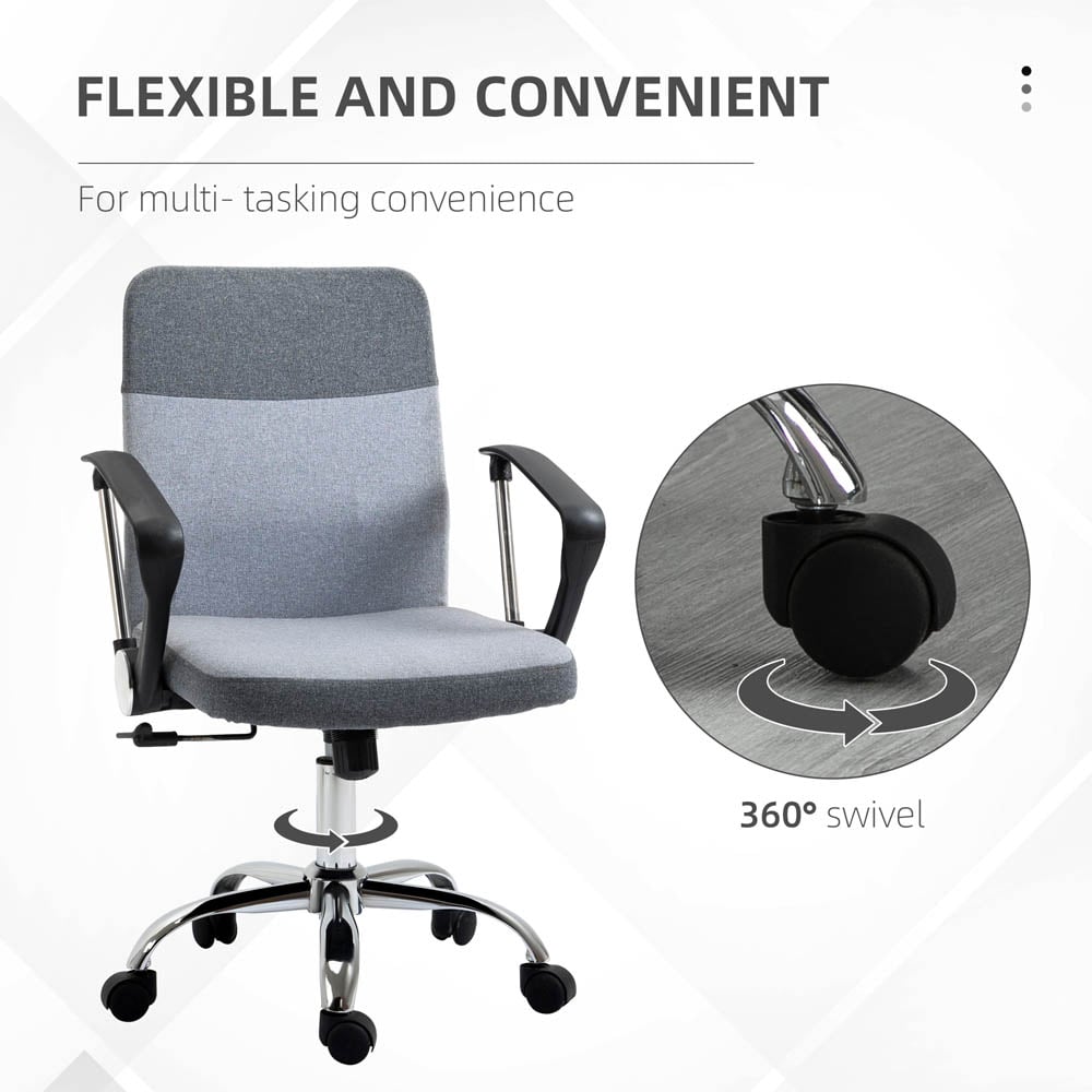 Portland Grey Linen Swivel Ergonomic Office Chair Image 3