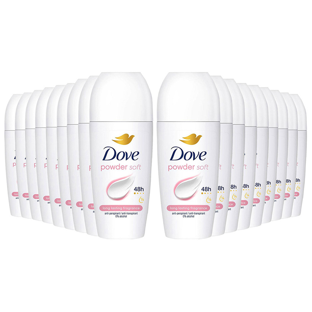 Dove Powder Soft Anti-Perspirant Roll On 50ml 18 Pack Image 1