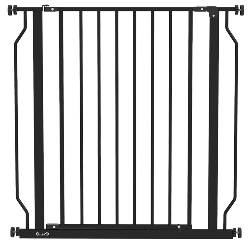 PawHut Black 75-85cm Door Pressure Fit Wide Stair Pet Safety Gate Image 1