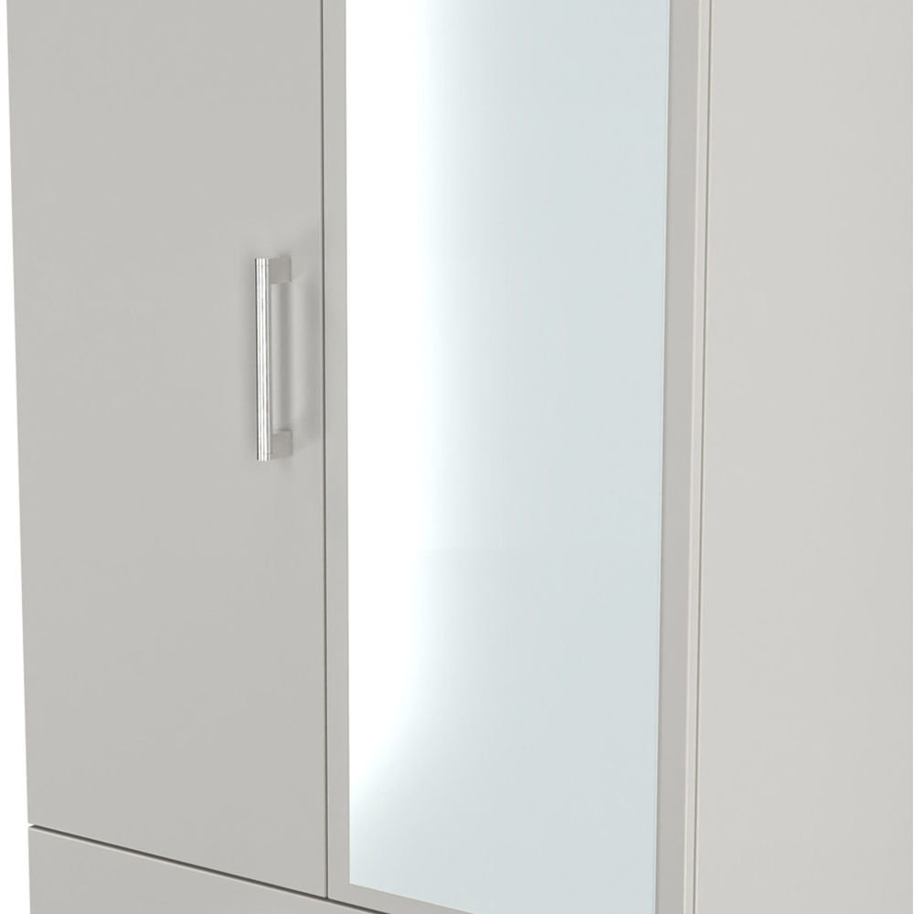 Crowndale Devon 2 Drawer Grey Matt Double Wardrobe with Mirror Door Ready Assembled Image 6