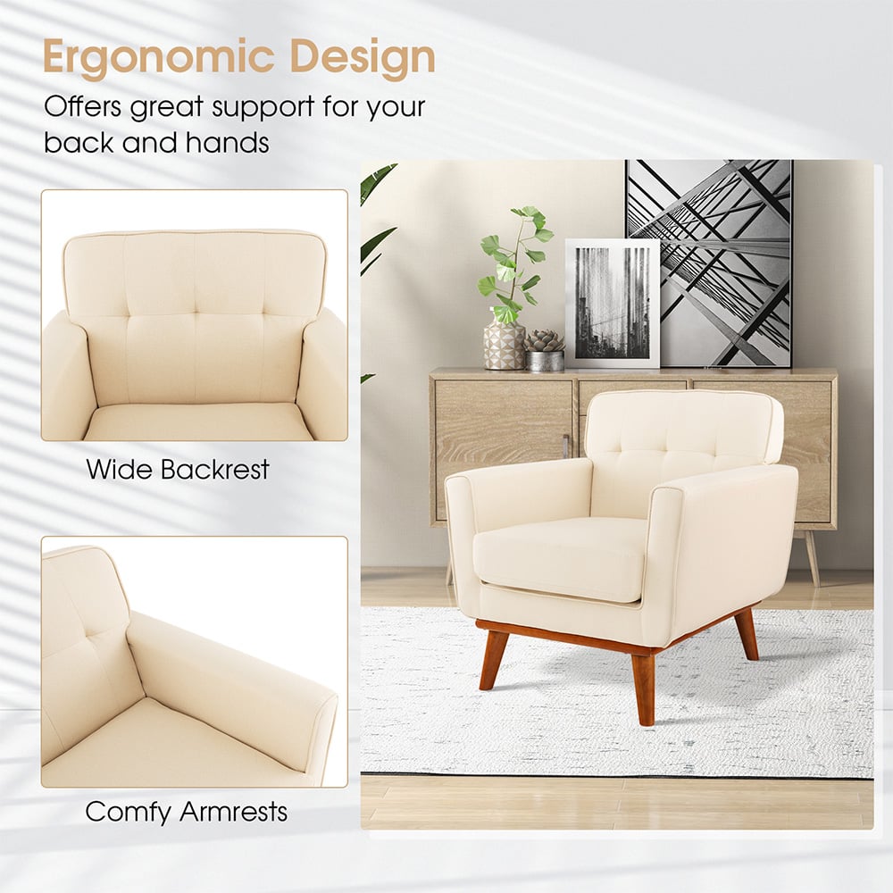 Costway Beige Padded Accent Armchair Image 5