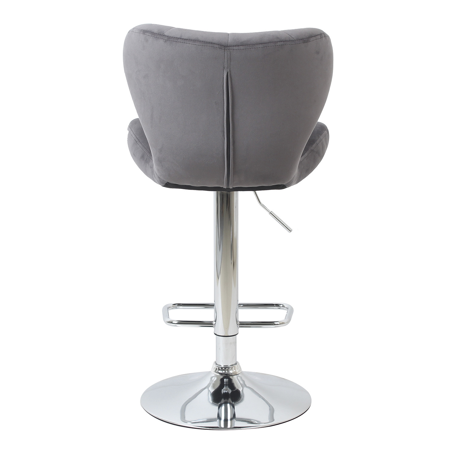 Grey Velvet Height Adjustable Shell Bar Stool Image 6