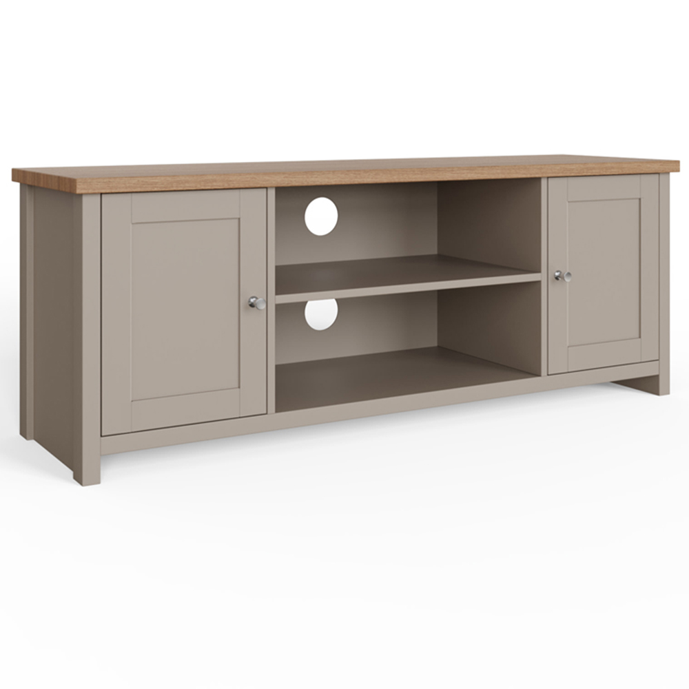 GFW Lancaster 2 Door 2 Shelf Grey Large TV Cabinet Image 2