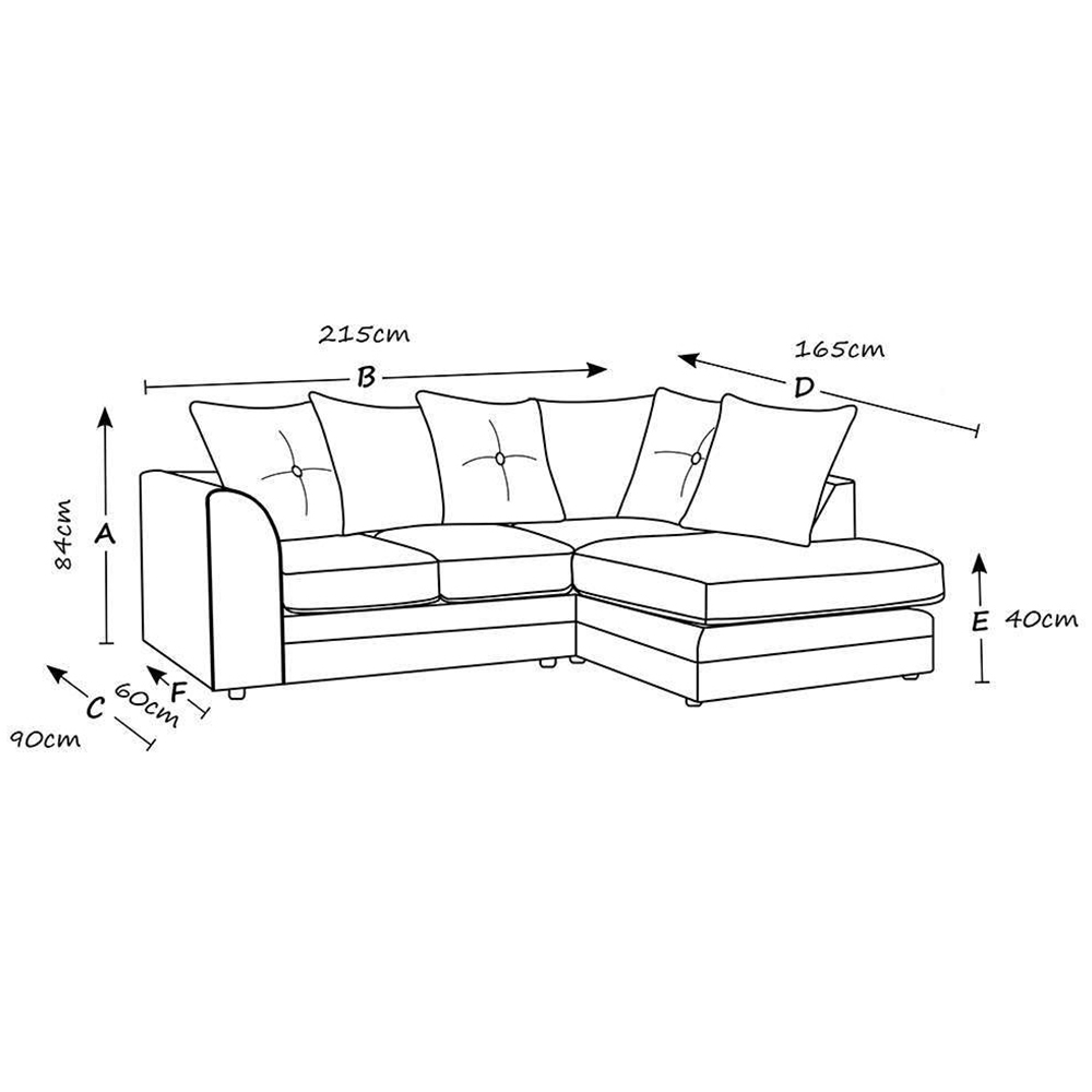 Portland Mirana Modern 3 Seater Grey Plush Velvet Right Hand Corner Sofa Image 3