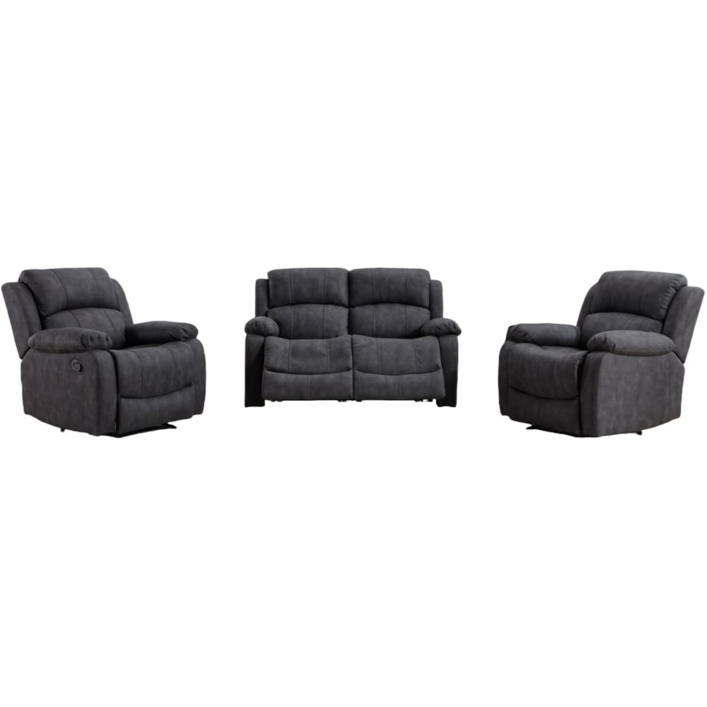 Furniture One 4 Seater Grey Manual Recliner Sofa Set Image 2