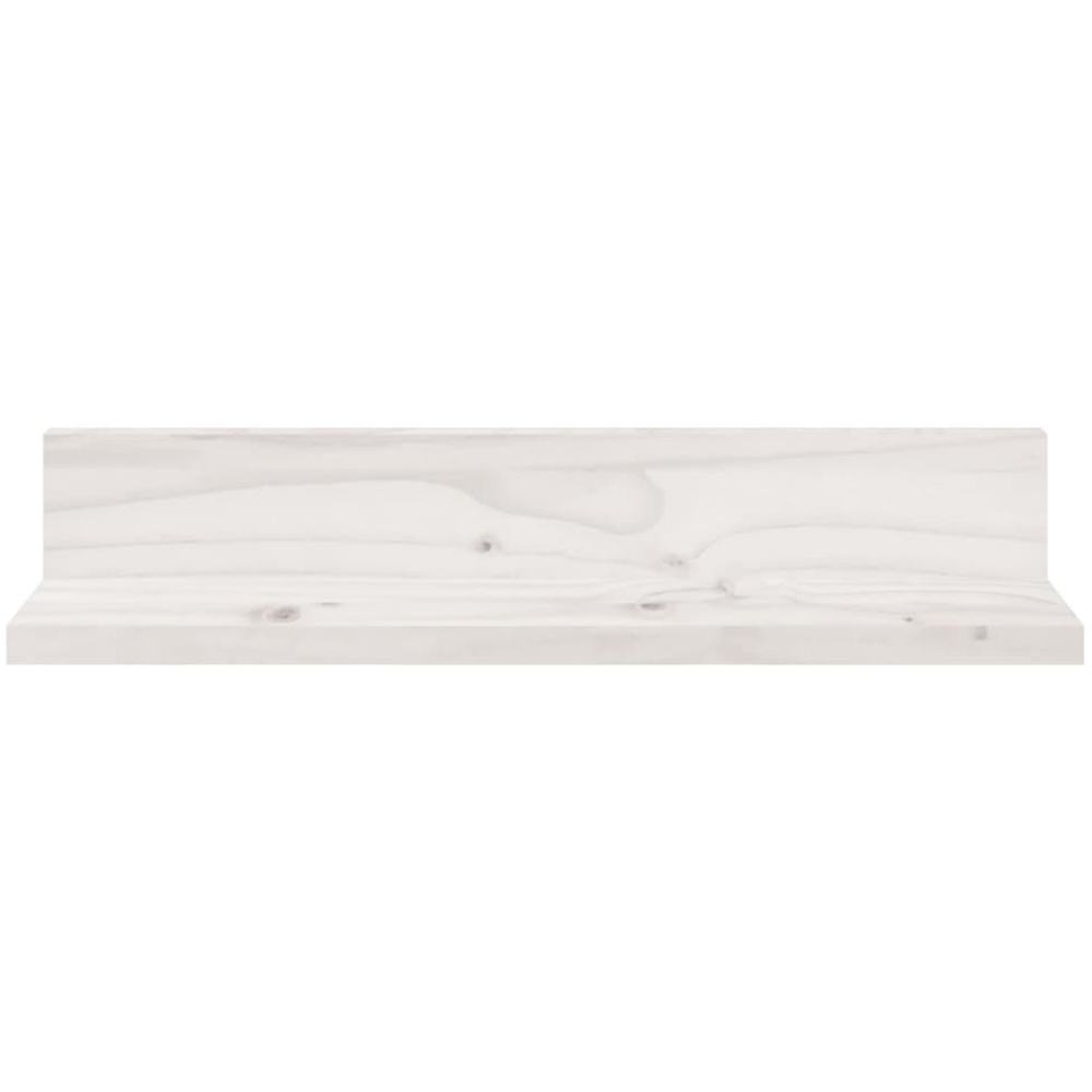 vidaXL 50cm Set of 2 White Solid Pine Wood Floating Wall Shelf Image 2