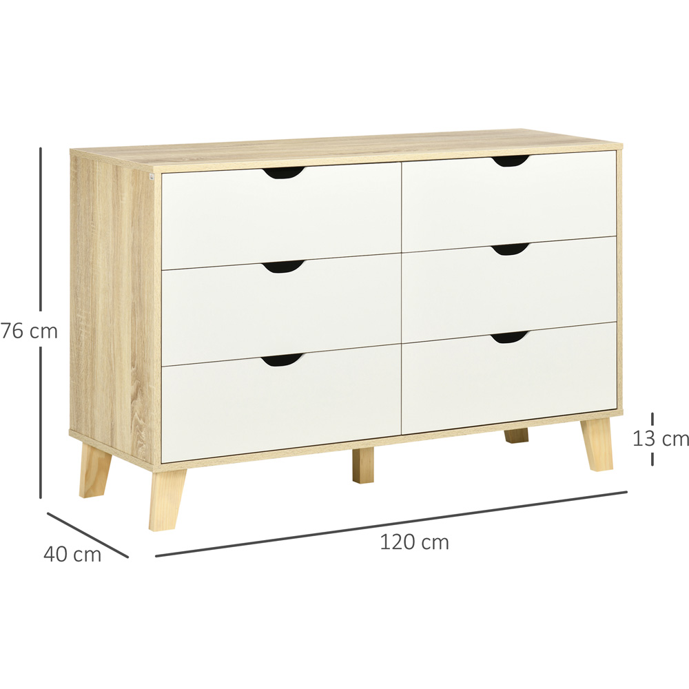 Portland 6 Drawer White and Light Brown Chest of Drawers Image 7