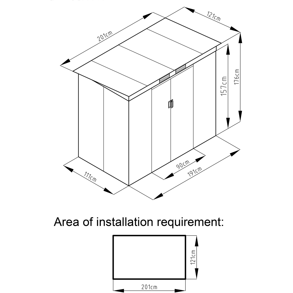 Charles Bentley 6.6 x 4ft Double Door Metal Shed Grey Image 6