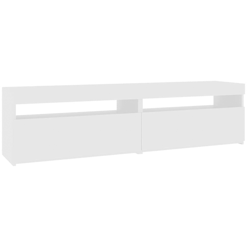 vidaXL Single Door Single Shelf White TV Cabinet with LED Lights Set of 2 Image 2