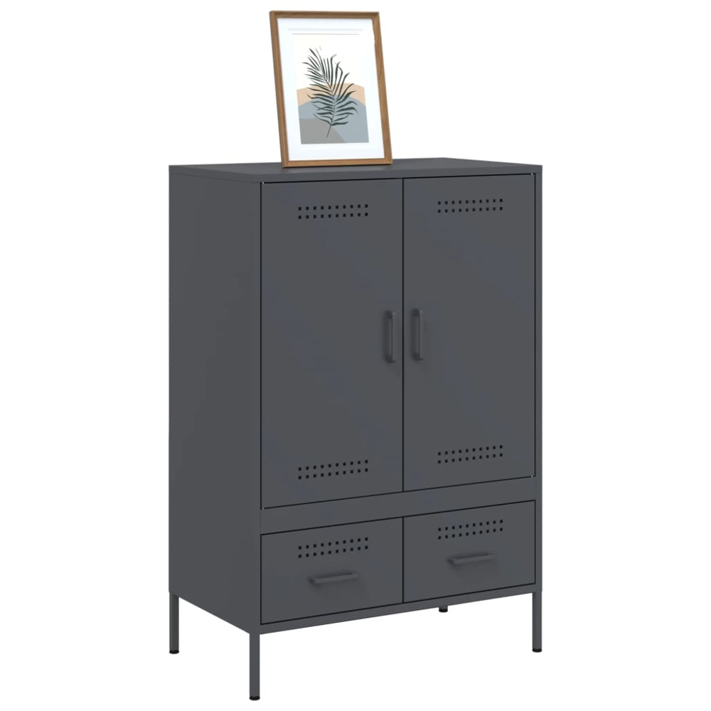 vidaXL 2 Door 2 Drawer Anthracite Cold-Rolled Steel Highboard Image 4