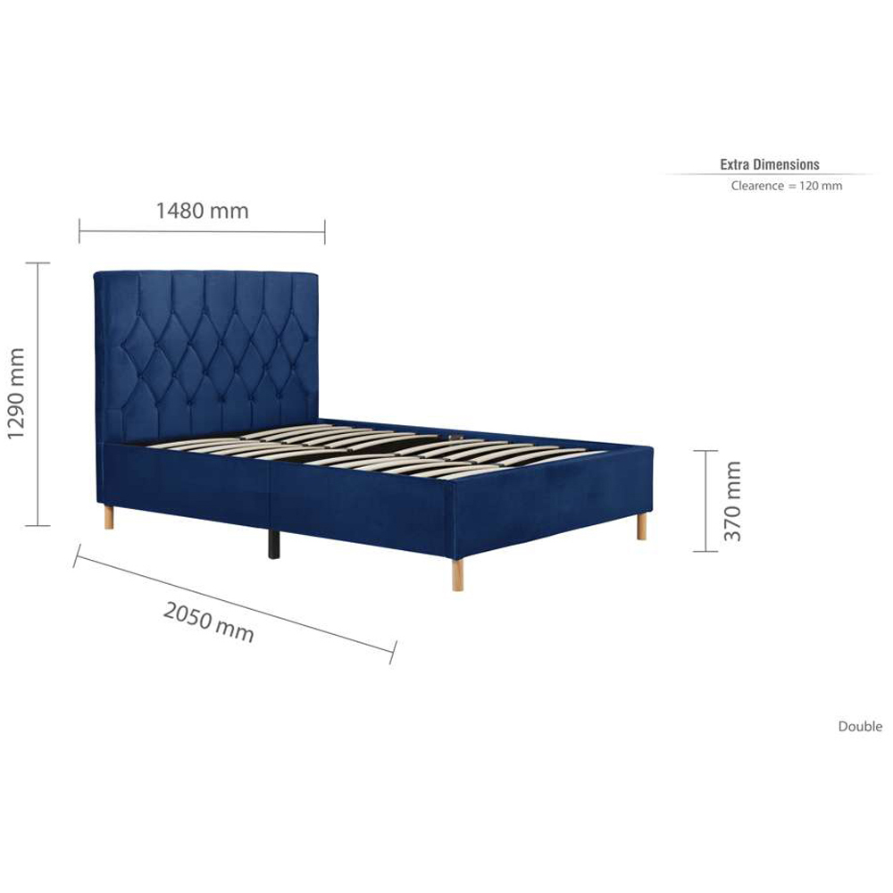 Loxley Double Blue Fabric Bed Image 9