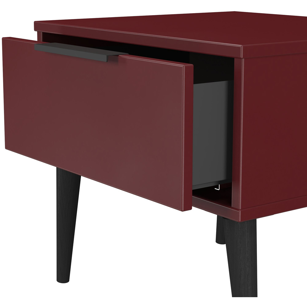 Crowndale Hong Kong Single Drawer Matt Red and Black Side Table Ready Assembled Image 6
