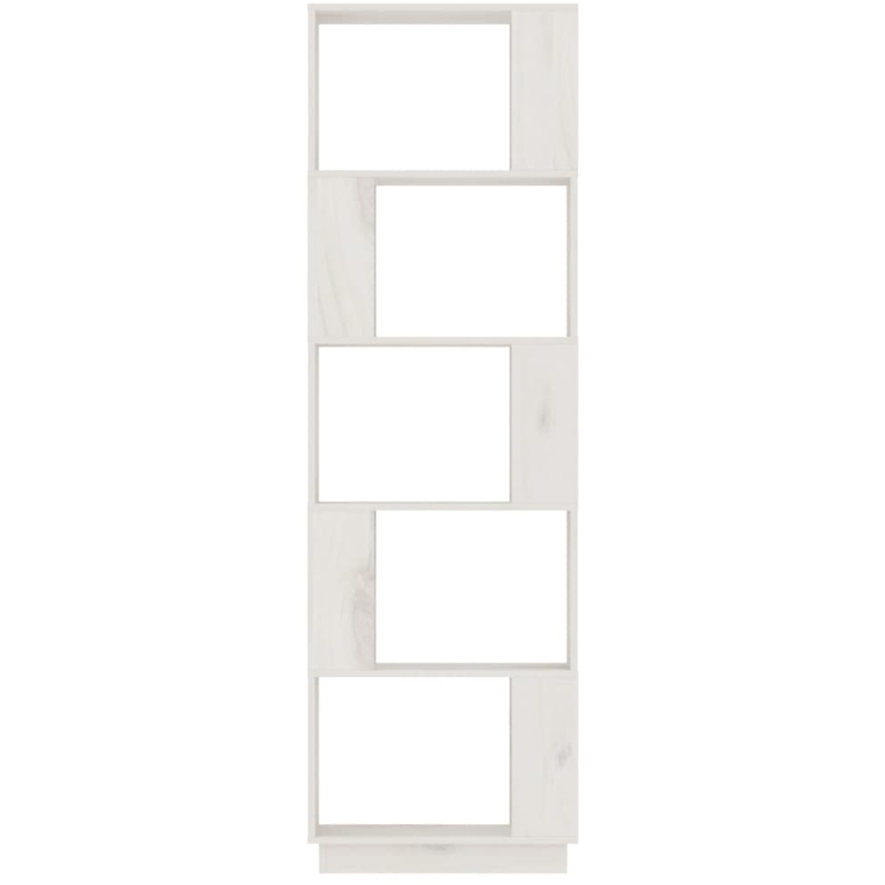 vidaXL 5 Shelf White Solid Pine Wood Bookcase Image 3