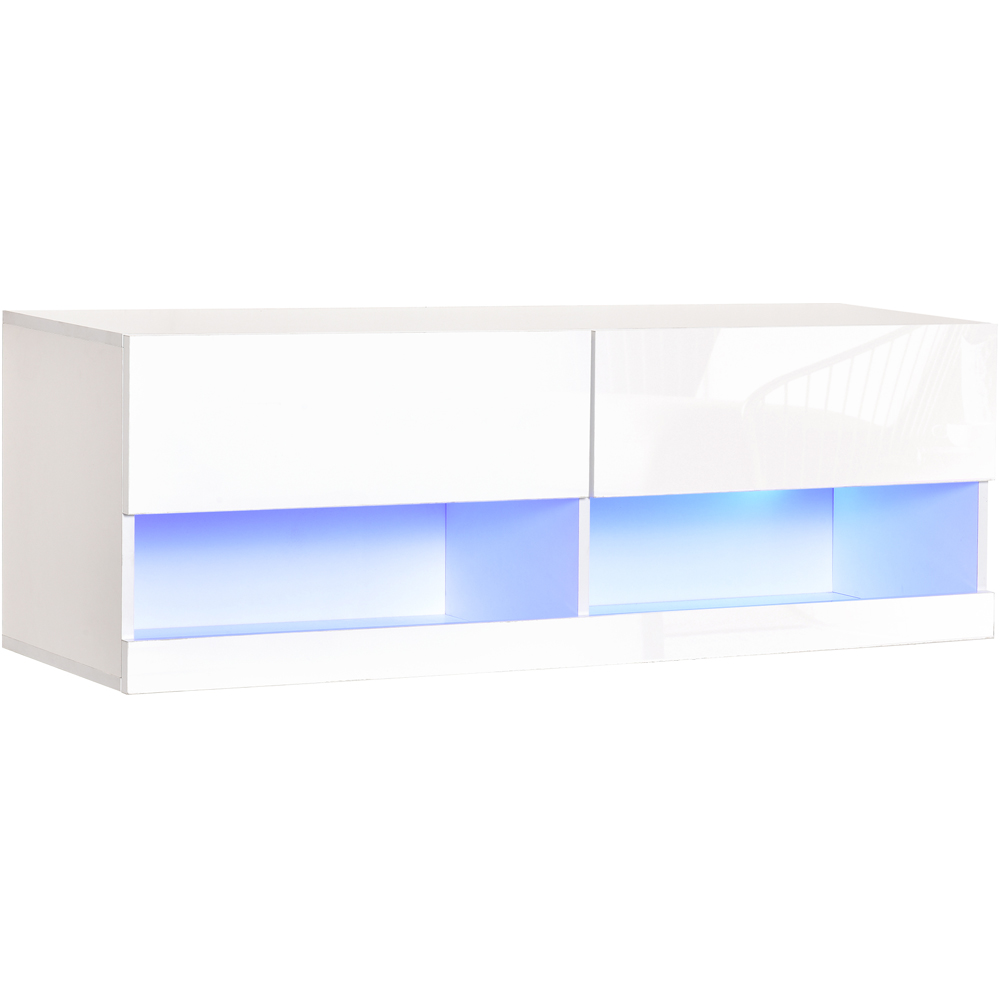 Portland White Wall Mount TV Cabinet with LED Image 2