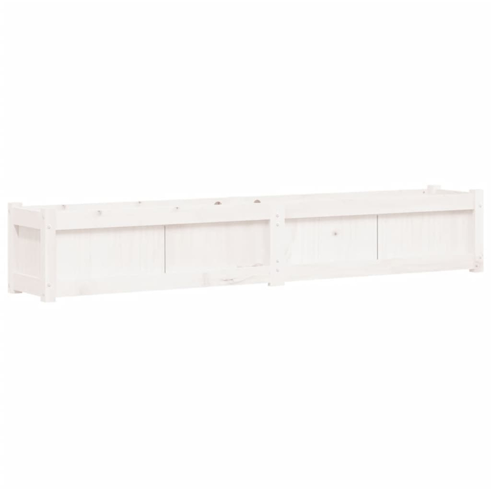 vidaXL White Solid Pine Wood Garden Planter 181 x 31 x 31cm 2 Pack Image 6