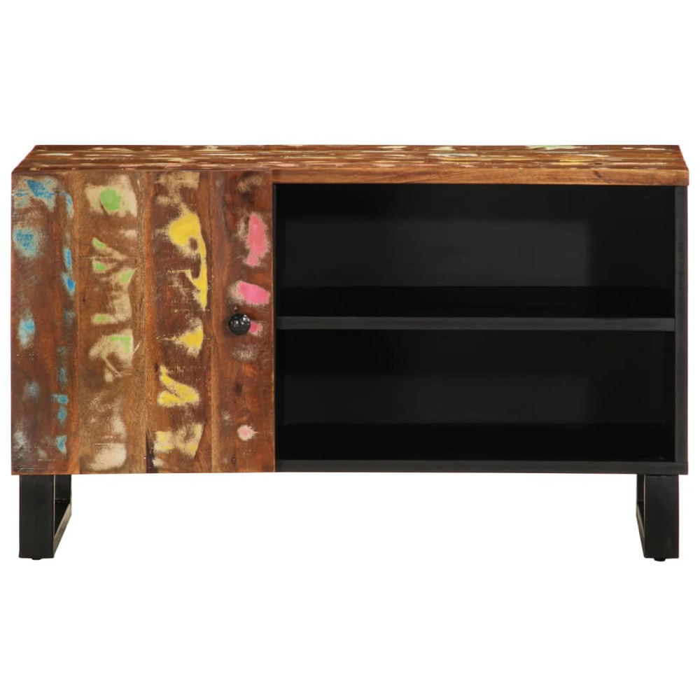 vidaXL Single Door 2 Open Shelf Multicolour TV Cabinet with Metal Stand Image 3
