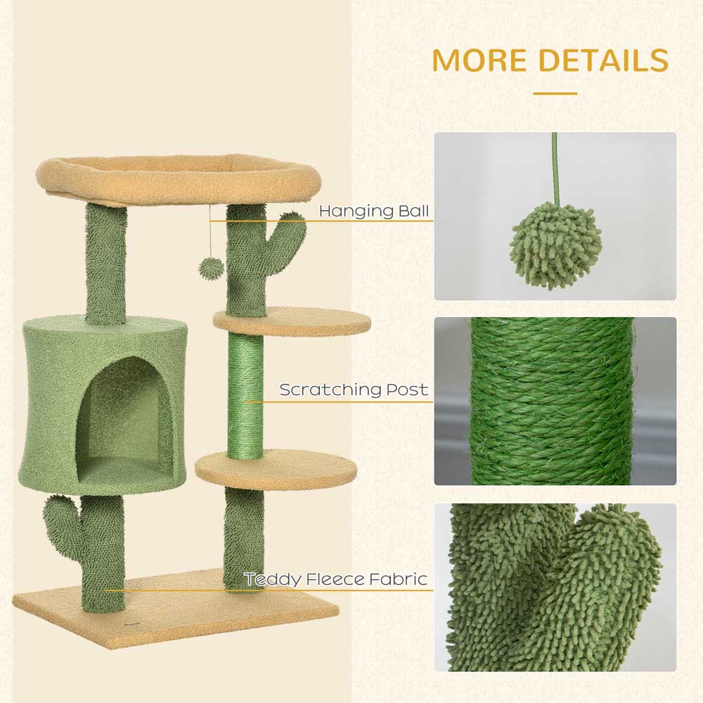 PawHut Green Multi Level Cat Activity Centre with Scratching Post Image 7