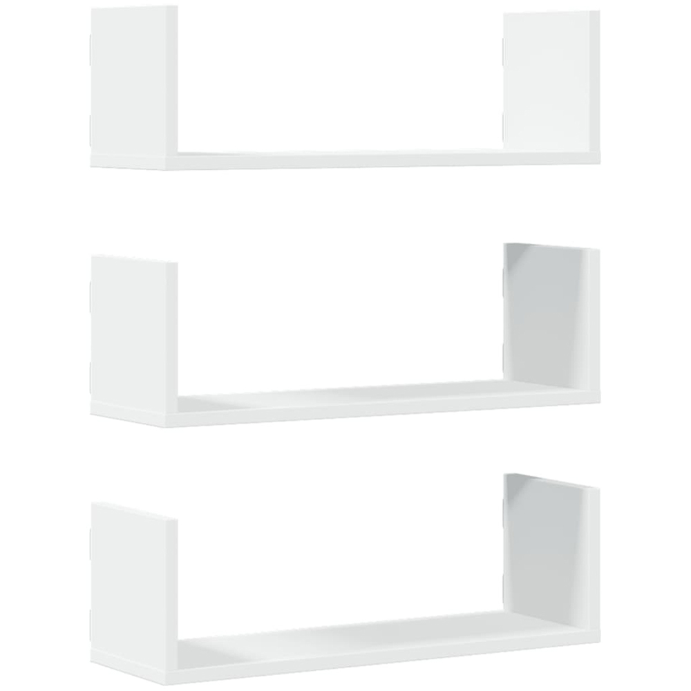 vidaXL 58 x 18 x 18cm Set of 3 White Wall Shelf Image 1