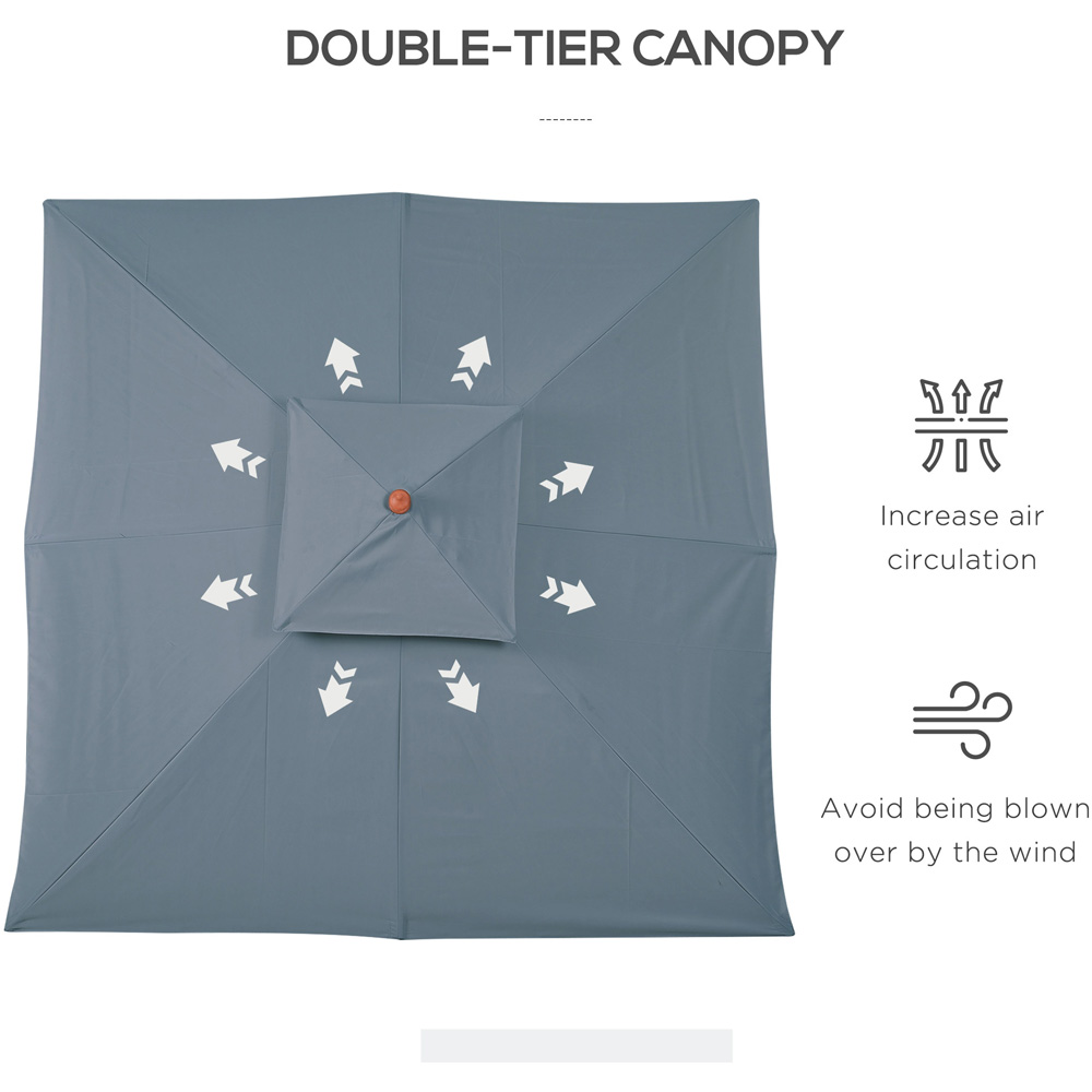 Outsunny Dark Grey Wood Umbrella Parasol 3m Image 5