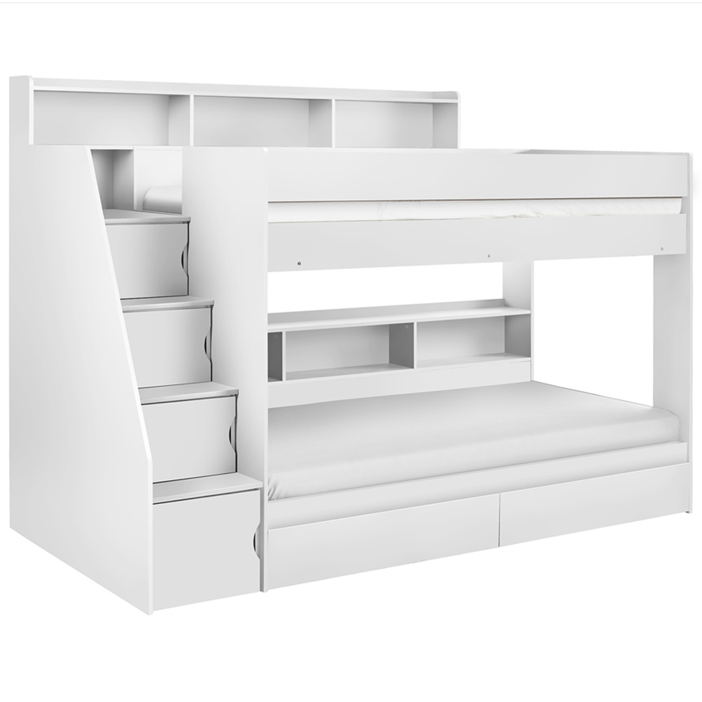 Julian Bowen Camelot All White Bunk Bed with Staircase Image 2