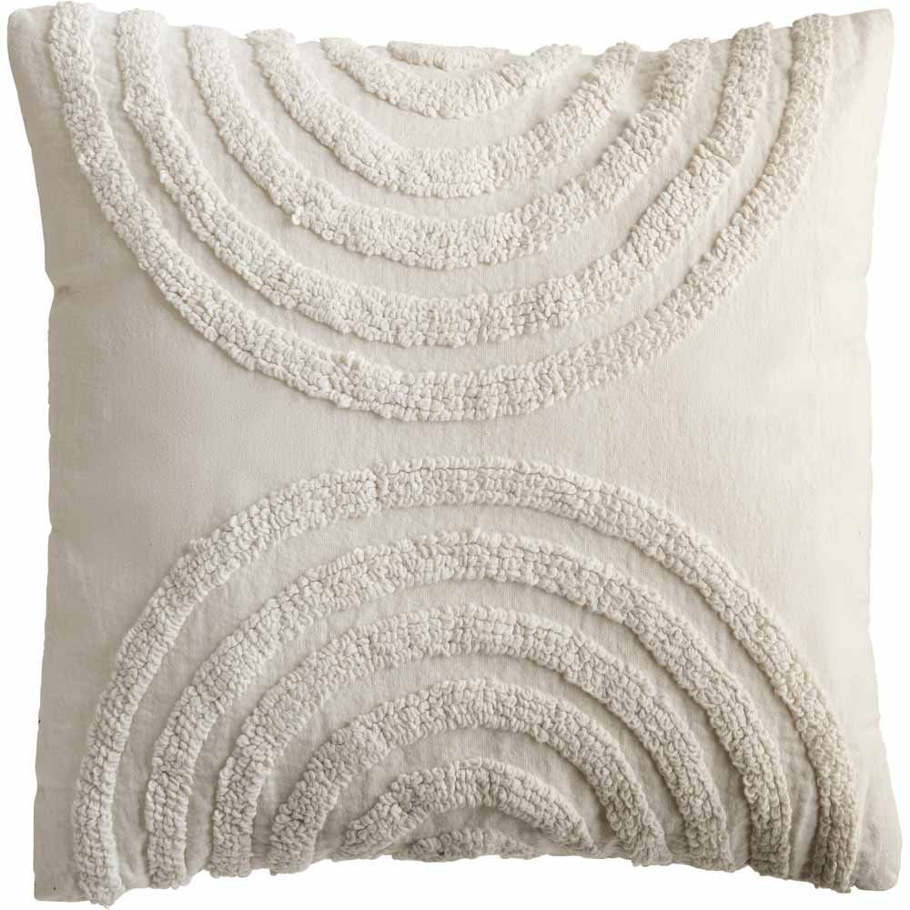 Wilko Cream Tufted Cushion 43 x 43cm Image 1