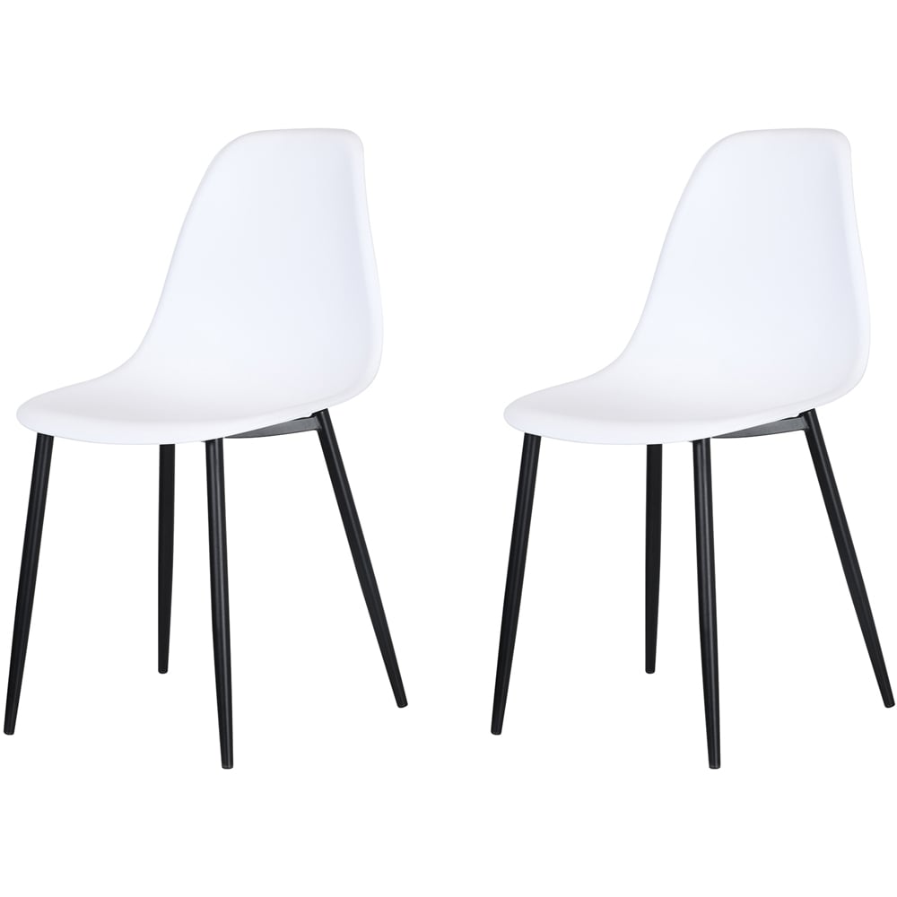 Core Products Aspen Set of 2 White and Black Curved Dining Chairs Image 4