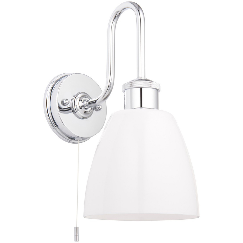 Merano Pozzuoli Opal Glass Chrome Plate Bathroom Wall Light Image 1